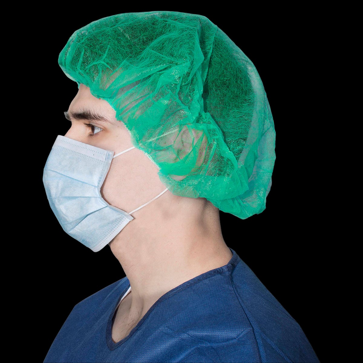 Dukal Nurses Bouffant Cap, 21", Green, Non-Sterile, Disposable, Latex-Free, 500/Case