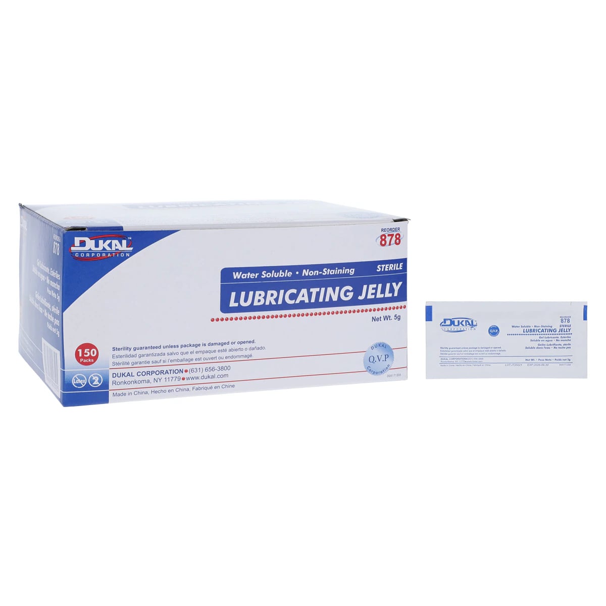 Dukal Lubricating Jelly, 5g Foil Packets, 150/Package