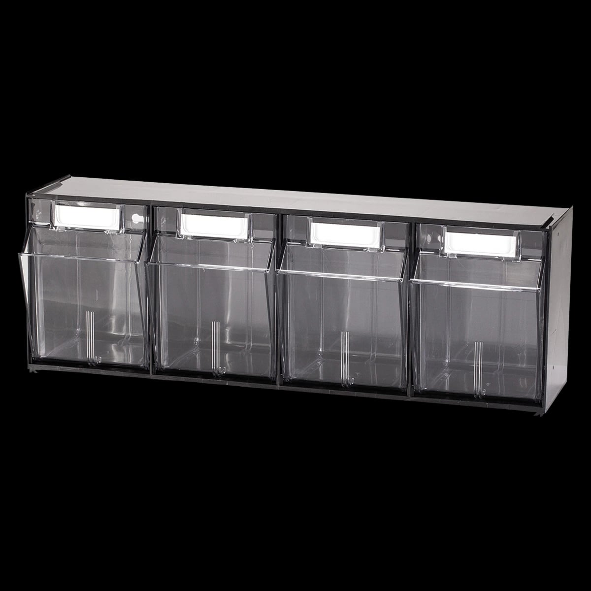 Practicon 4-Bin Interlocking Tilt Storage System, Black