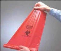 Infectious Waste Bags, 30 Gallon, Red, Biohazard Symbol, 20/Roll