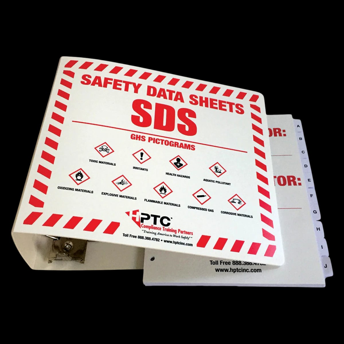 SDS Binder, OSHA Compliant, D-Ring, Alphabetical Tabs, Compliance Training Partners