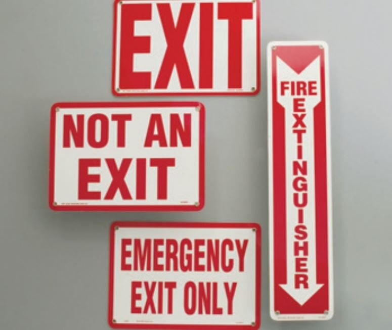 Emergency Glow in the Dark Exit Only Sign, 10" x 7", OSHA/NFPA Compliant, Red & White