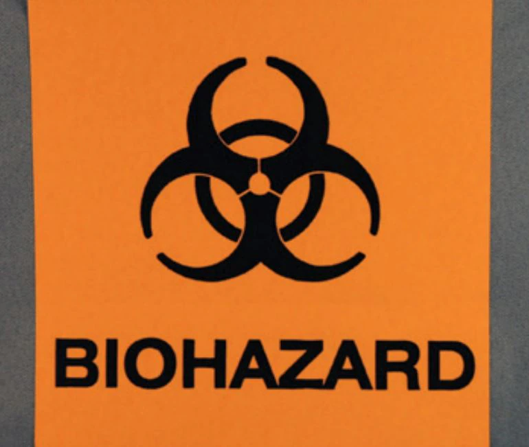 Biohazard Warning Labels, 2" x 2", Square, Black/Orange, 100/Pkg