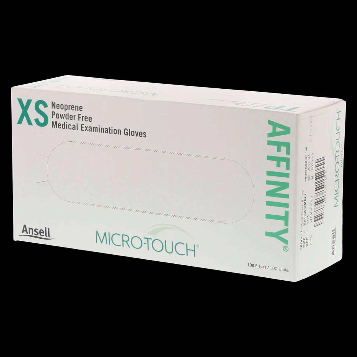 Micro-Touch Affinity Neoprene Exam Gloves, Powder-Free, Non-Sterile, X-Small, Green, 100/Box, 3770