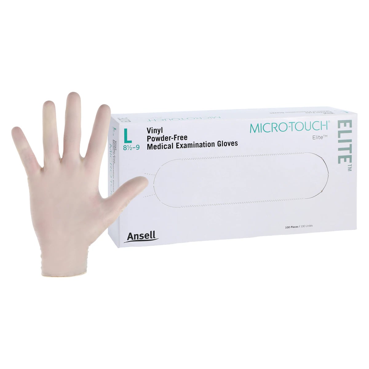 Micro-Touch Elite Powder-Free Vinyl Exam Gloves, Large, Cream, 100/Box, 3093