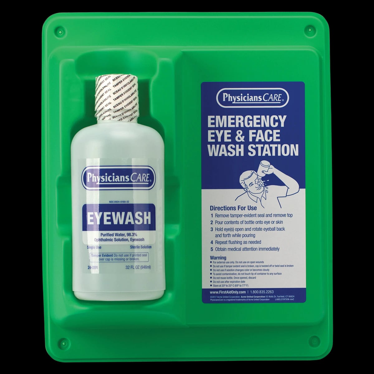 Pacc-Kit Safety Equipment Eyewash Station, 32 oz