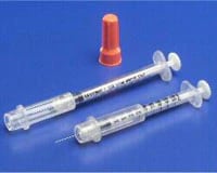 Monoject Safety Insulin Syringe with Needle, 29 Gauge x 1/2", 0.5cc, U-100, Safety Shield, Accu-Scale, Orange, 100/Box