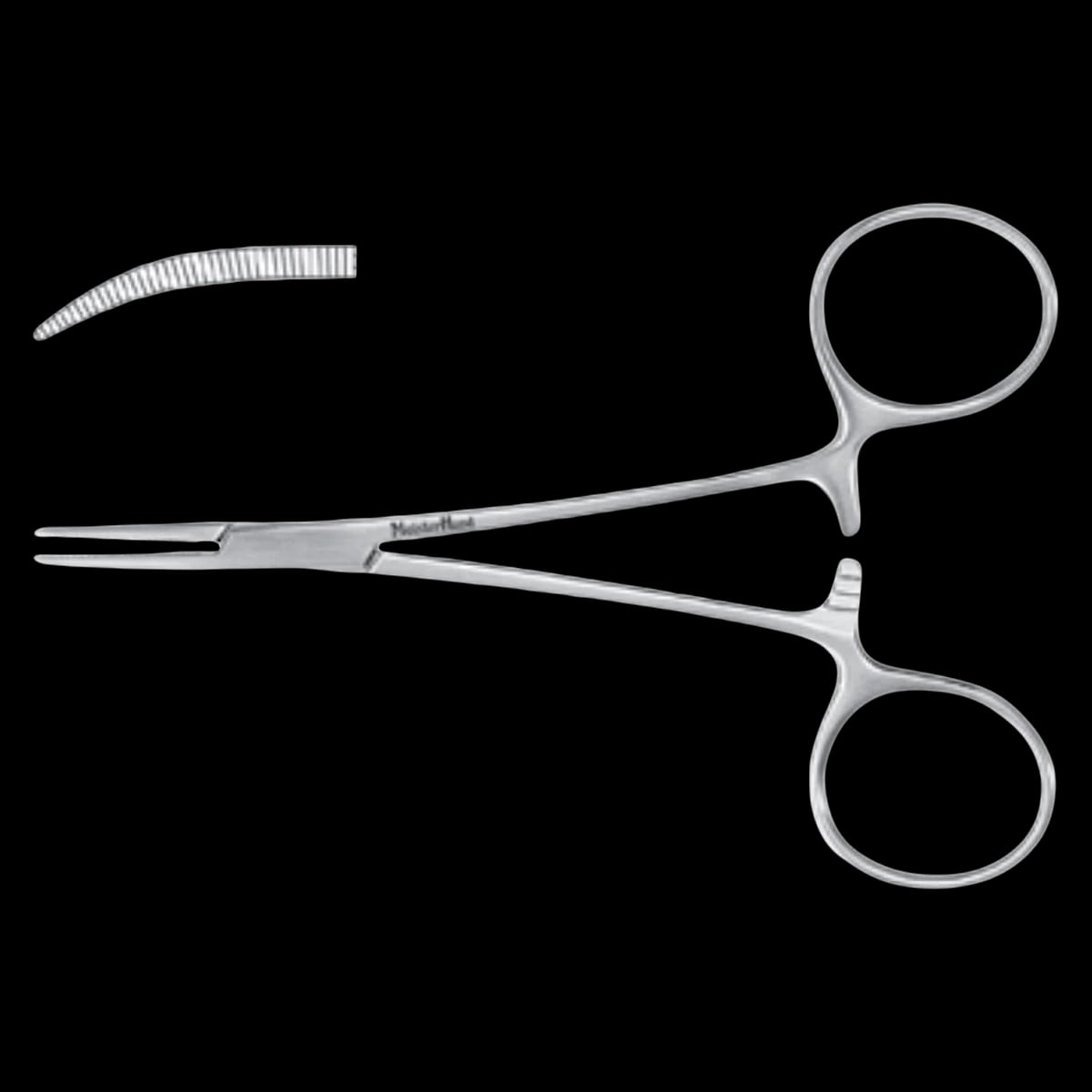 Miltex Meister-Hand Halsted Mosquito Hemostatic Forceps, Curved, 5" Stainless Steel, Autoclavable, Each