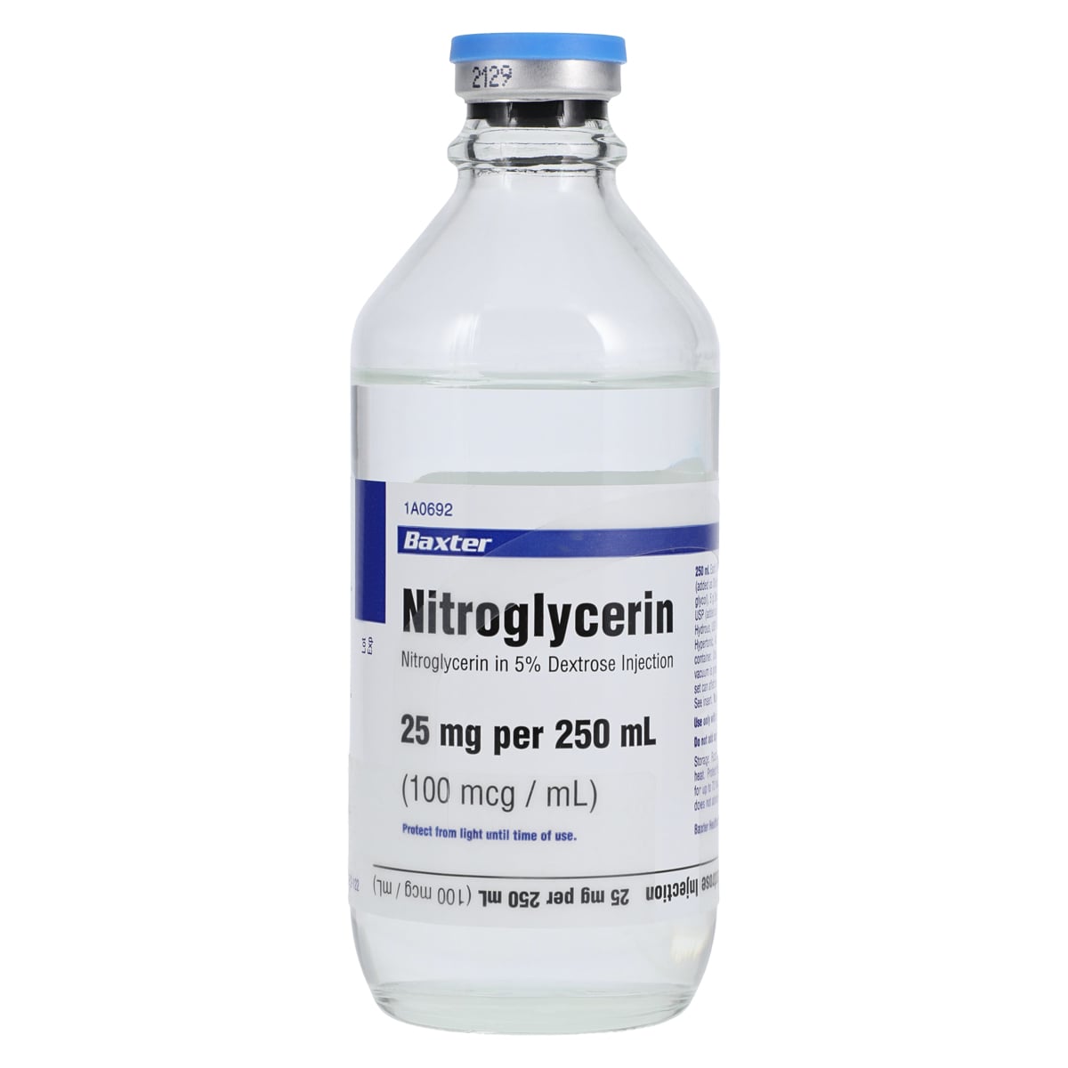 Nitroglycerin in 5% Dextrose Injection, 25 mg/250 mL (100 mcg/mL), 250 mL Bottle, 12/Package