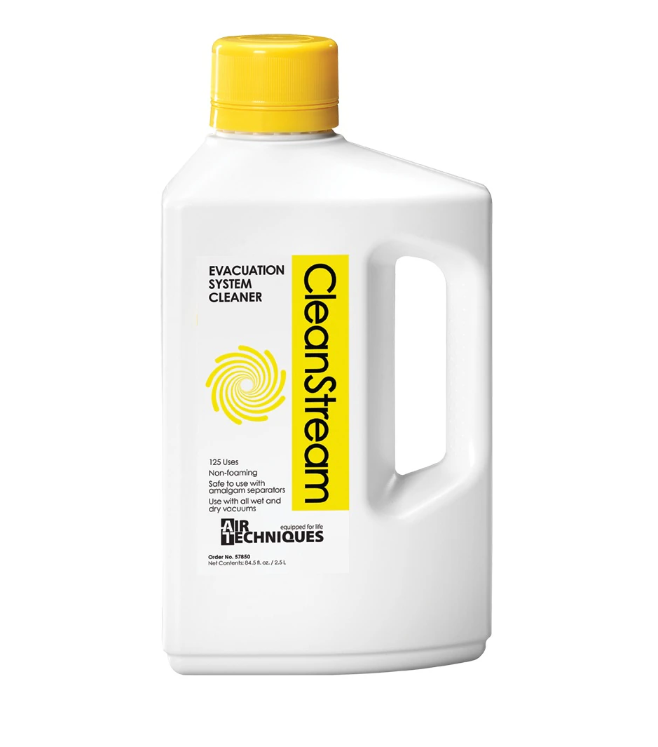 Air Techniques Monarch CleanStream Evacuation System Cleaner, Concentrated, 2.5 L (84.5 oz), 125 Cleanings, 57850