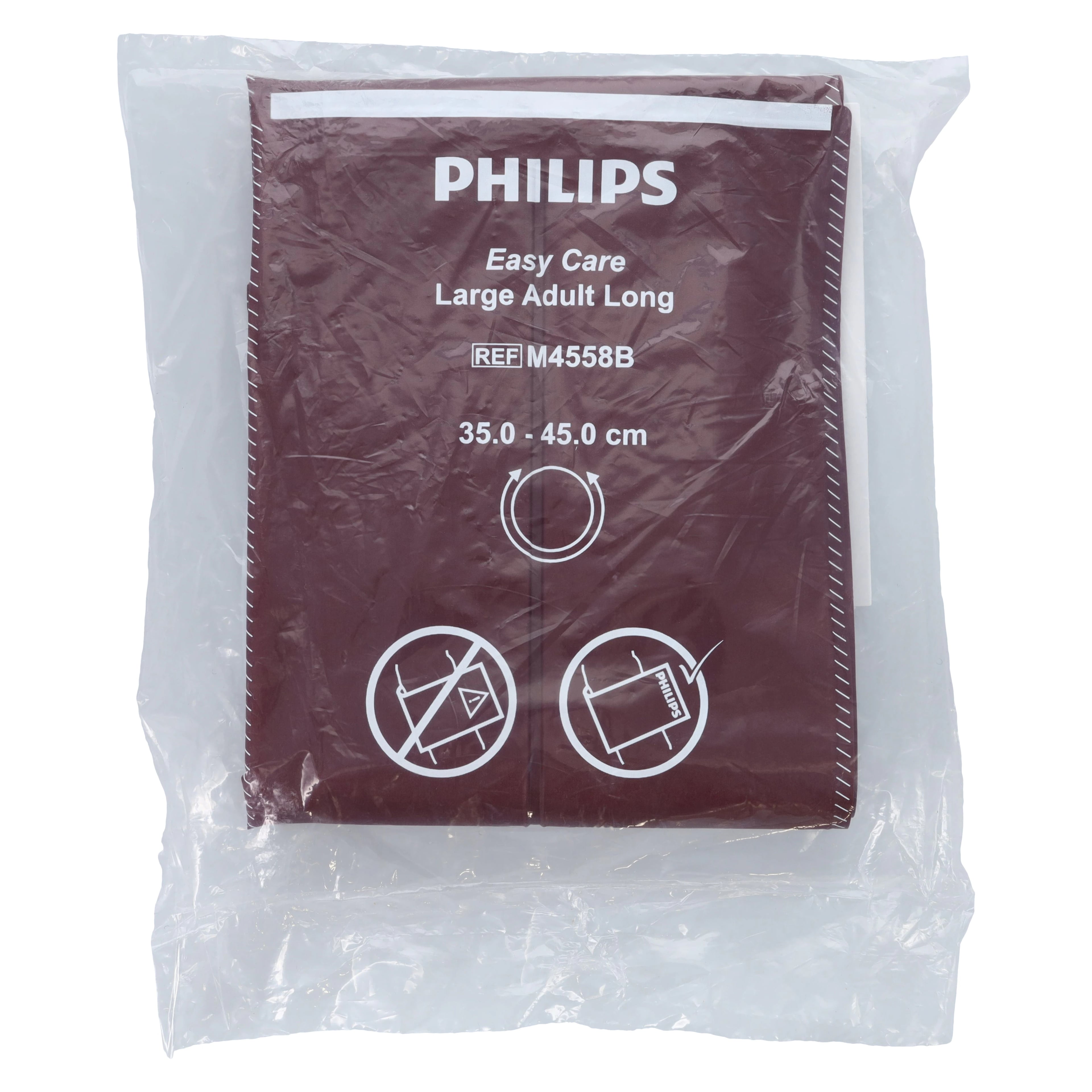 Philips Easy Care NIBP Blood Pressure Cuff, Large Adult, Burgundy, Latex-Free