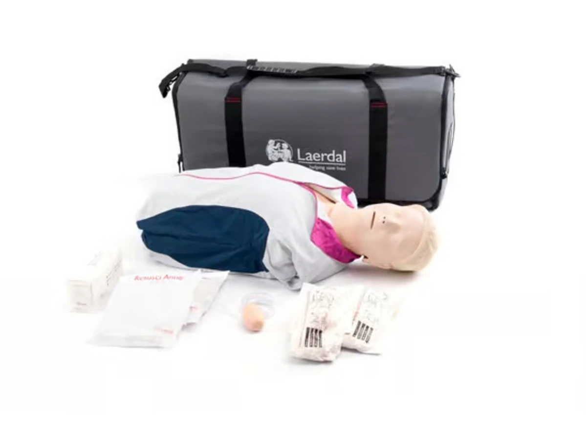 Laerdal Resusci Anne First Aid Torso CPR Training Manikin with 3 Face Skins, Airway Assembly, Soft Carry Case, Jacket, 50 Wipes, and User Guide