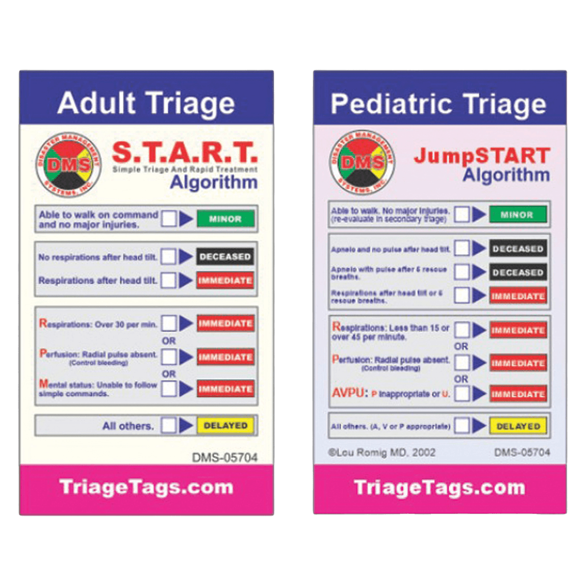 JumpSTART Triage Tag Card, Adult/Pediatric (Disaster Management)