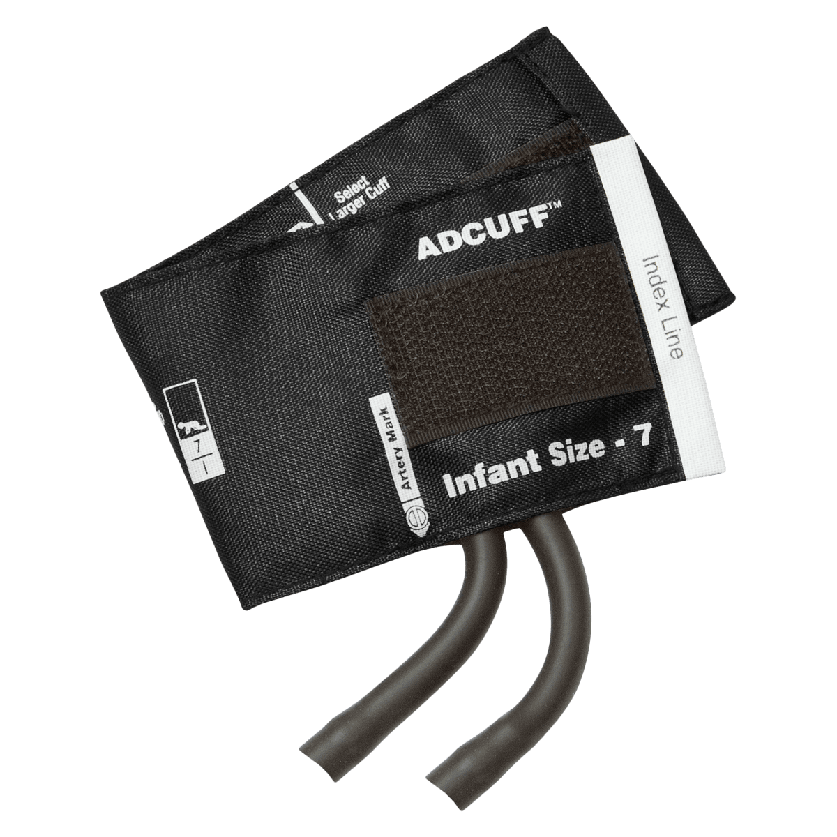 Diagnostix Adcuff Blood Pressure Cuff & Bladder, Size 7, Black, Latex-Free, 2-Tube, for Palm Style Instruments