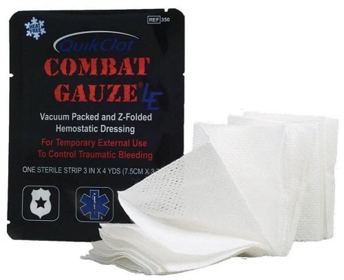 QuikClot Combat Gauze Z-Fold, Hemostatic Dressing, 3 in x 4 yd, Teleflex Medical