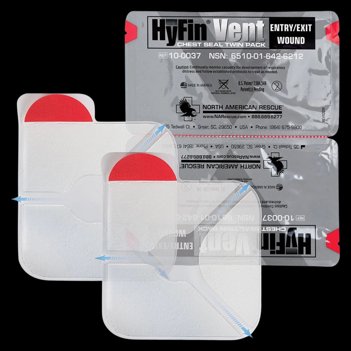 HyFin Vent Chest Seal Twin Pack, Clear, by North American Rescue
