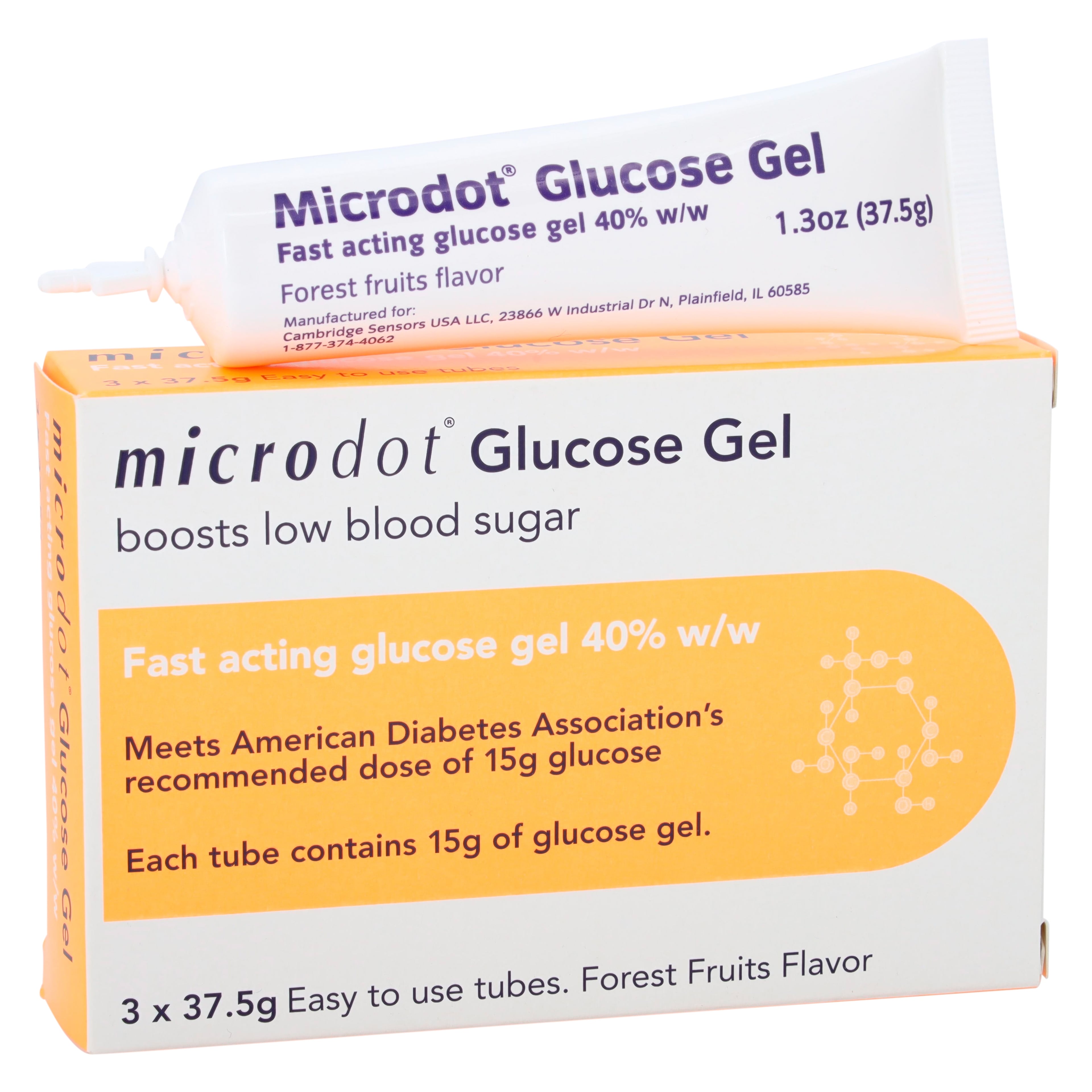 Microdot Glucose Gel, 37.5g Tube, 3/Pack