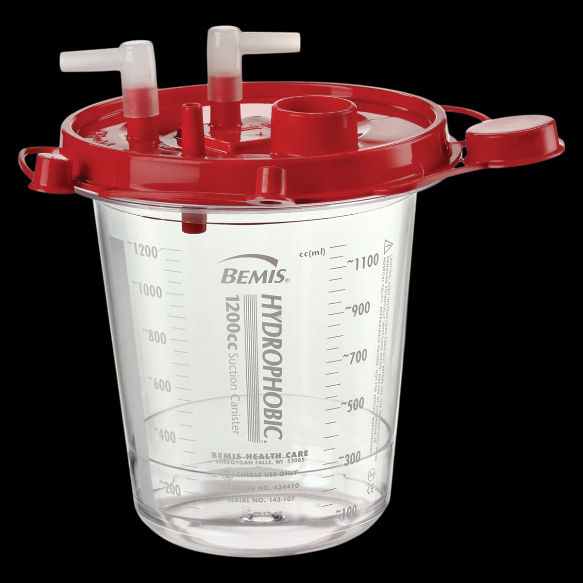 Bemis Healthcare Hydrophobic Suction Canister, 1200mL