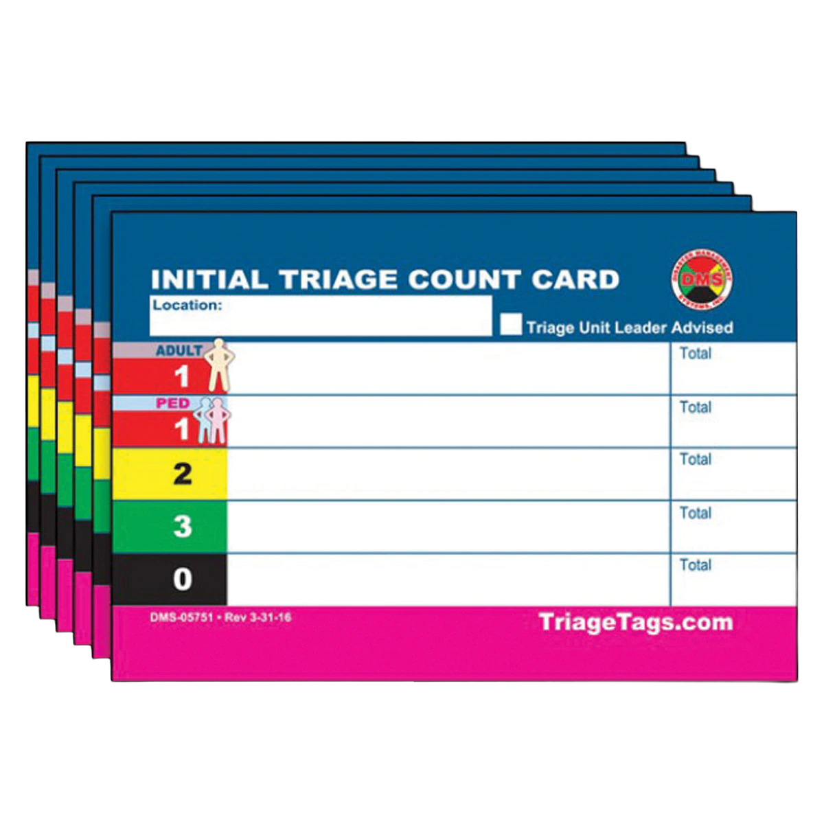 EMT3 Initial Triaged Patient Card Pack Refill, 20/Package
