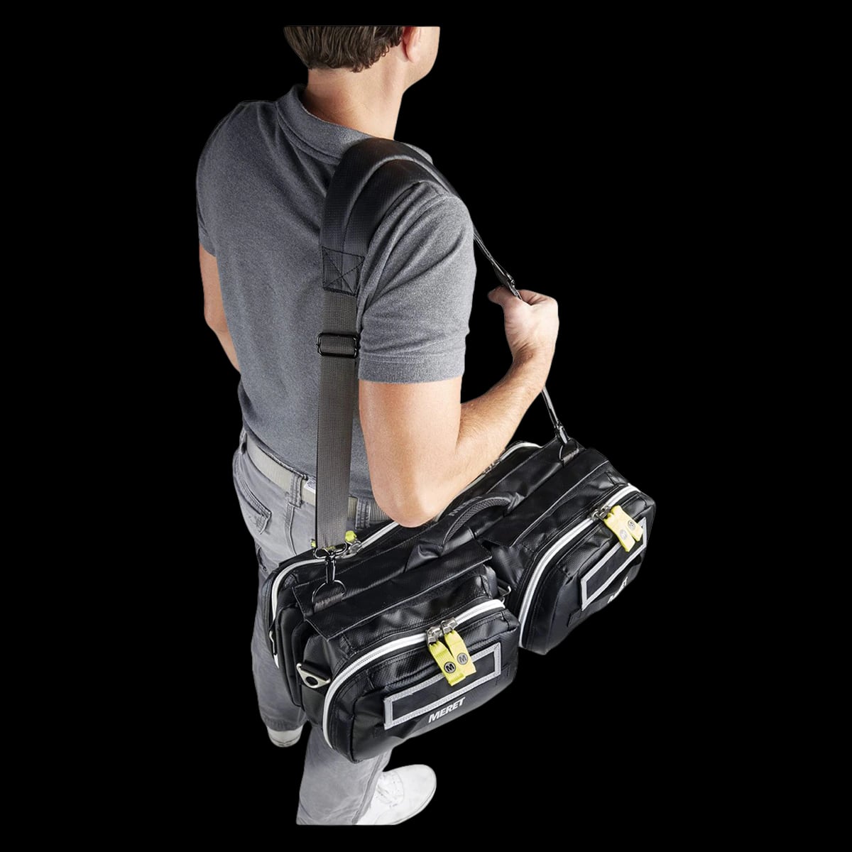 Meret ModQuad Pro Response Module Carry System, 8.5" x 22" x 1.25", Black, Oversized Zipper Closure, Comfort Grip Handle/Shoulder Strap