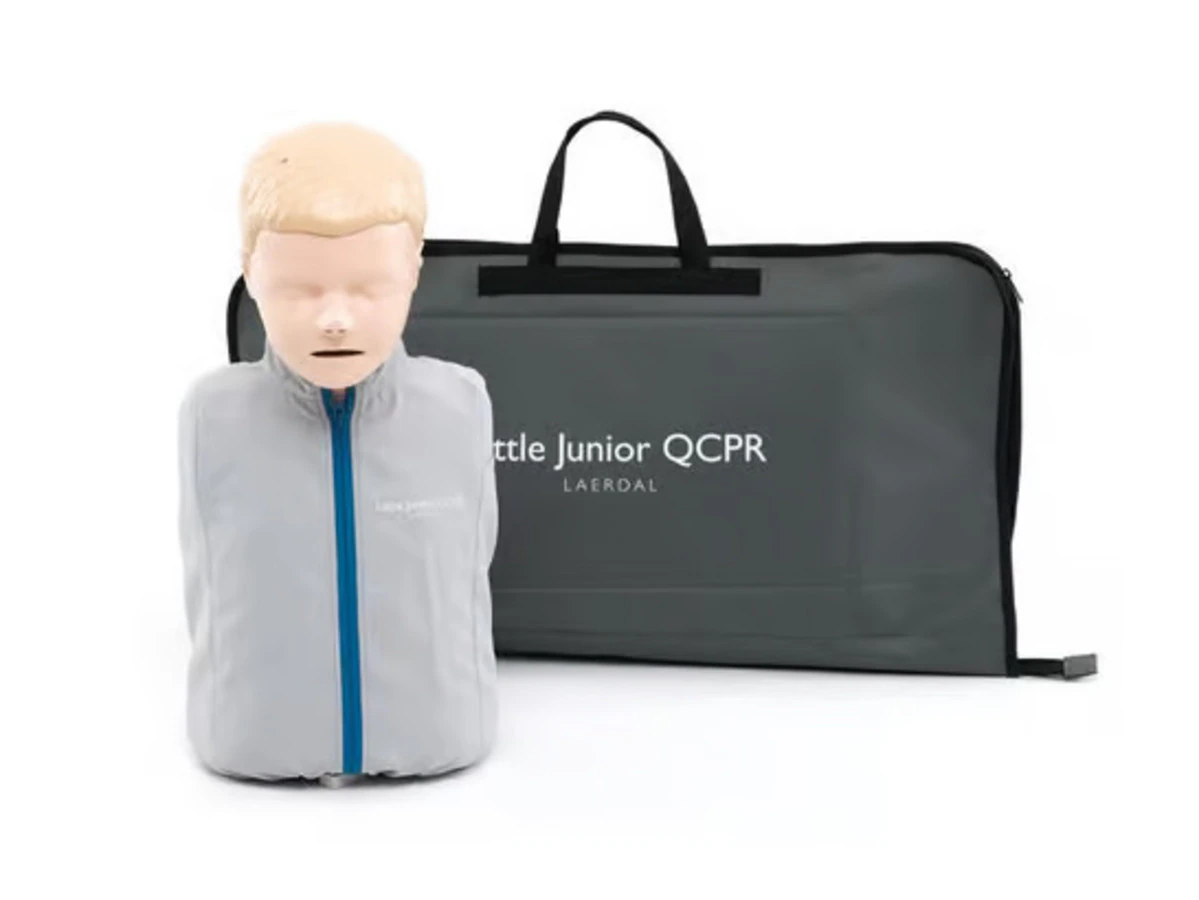 Laerdal Little Junior QCPR Manikin Kit with 2 Faces, 2 Airways, Wipes, Jacket, and Carrying Case