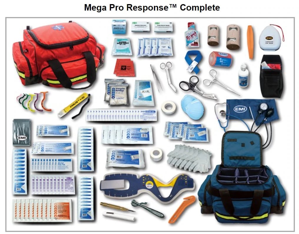 Mega Pro Response Complete Trauma Response Bag, 20x15.5x9", Orange, Zipper Closure, Adjustable/Detachable Sling Strap