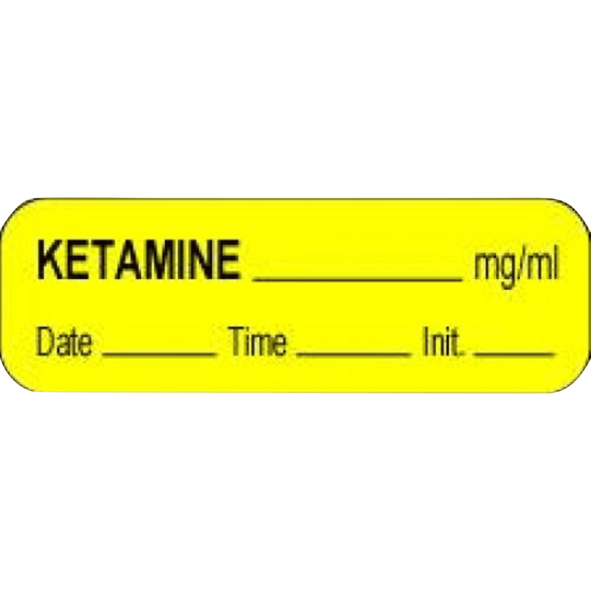 Anesthesia Label, Ketamine, Yellow, 1-1/2" x 1/2", 1000/Roll