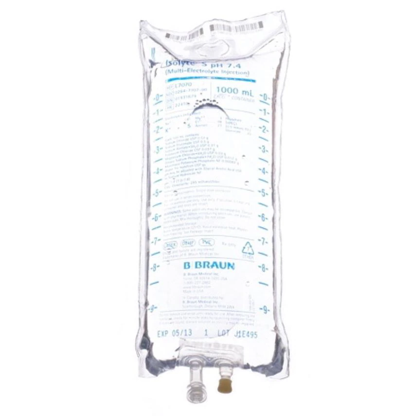 B. Braun Isolyte S pH 7.4 Multi-Electrolyte IV Solution, 1000 mL Bag, DEHP-Free, 12/Case