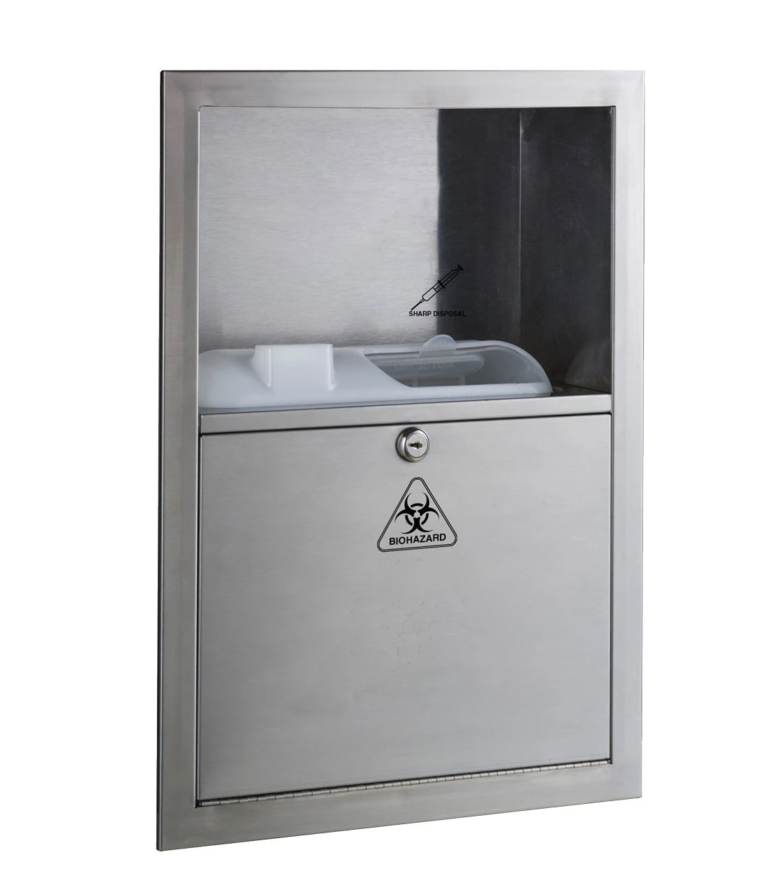 Bobrick Recessed Sharps Disposal Container, Stainless Steel, 5-1/8" x 13-3/4" x 19-1/8"
