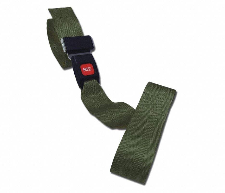 Nylon Restraint Strap with Metal Push Button Buckle, Loop Lock Ends, 5 ft, 2-Piece, OD