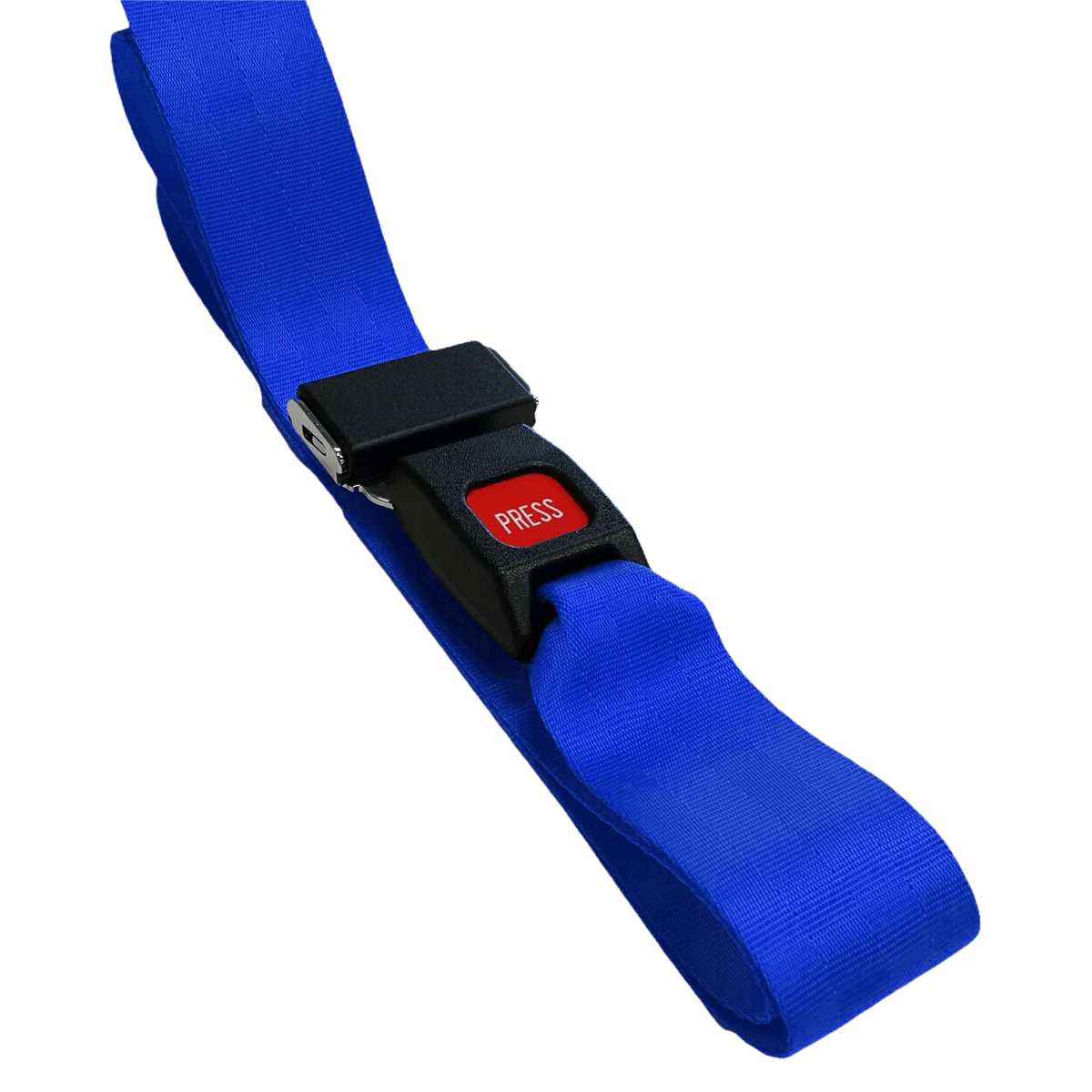 Nylon Restraint Strap, 6 ft, 1-Piece, Metal Push Button Buckle, Blue