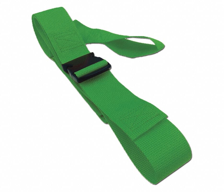 Polypropylene Restraint Strap, 2-Piece with Plastic Buckle and Loop Lock Ends, 6.5 ft, Green