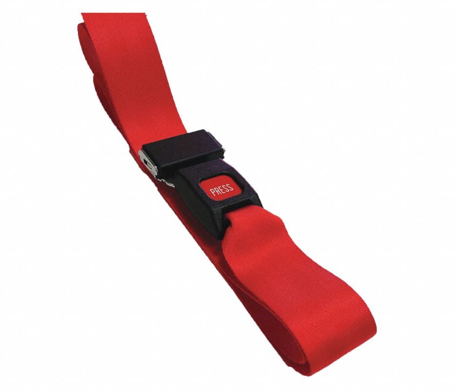 Nylon Restraint Strap with Metal Buckle, 4 ft Extension, Red (Dick Medical Supply)
