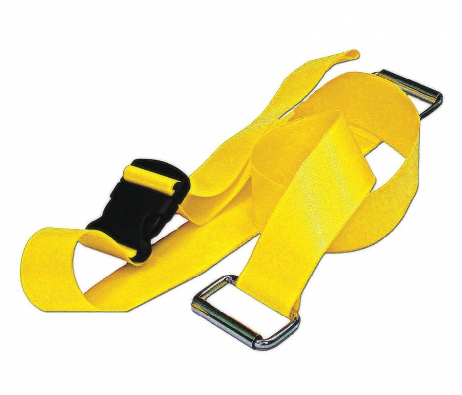 Bio G1 Patient Restraint Strap, Polyester, 2-Piece, Plastic Buckle, Loop Lock Ends, Medium, 5 ft, Yellow, Each
