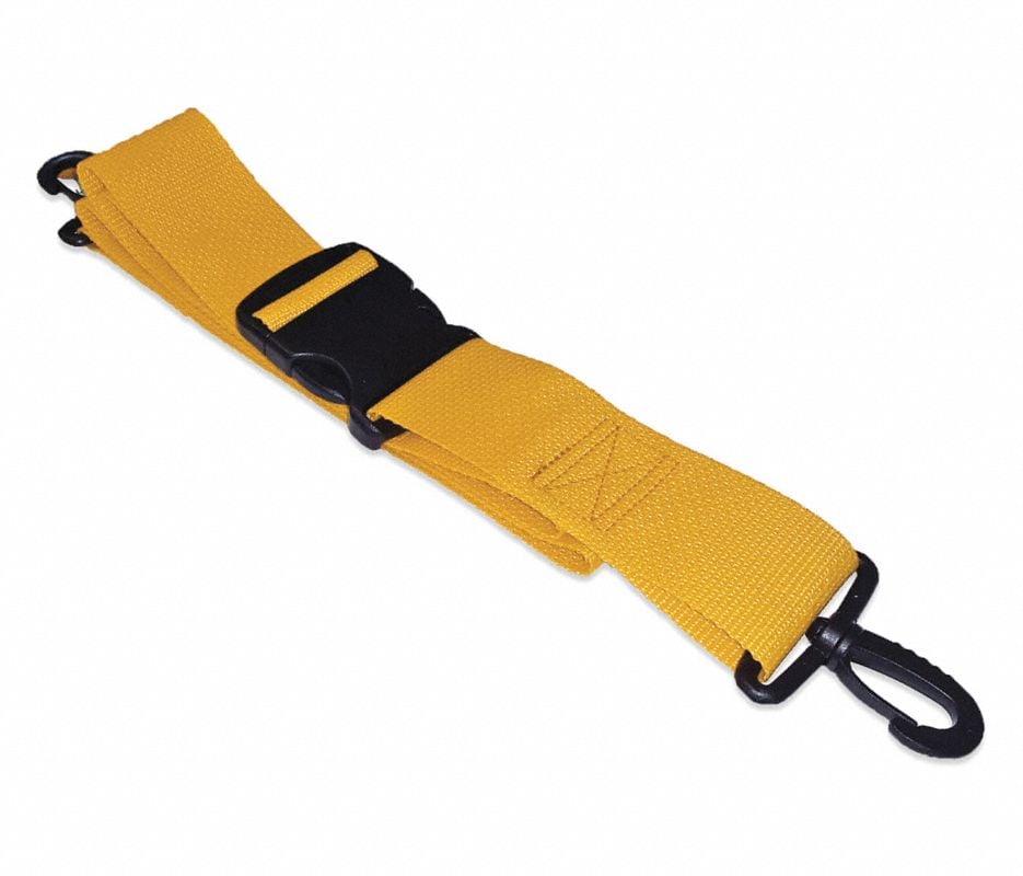 Polypropylene Restraint Strap, 2-Piece, Plastic Buckle with Plastic Swivel Speed Clip, 5 ft, Yellow