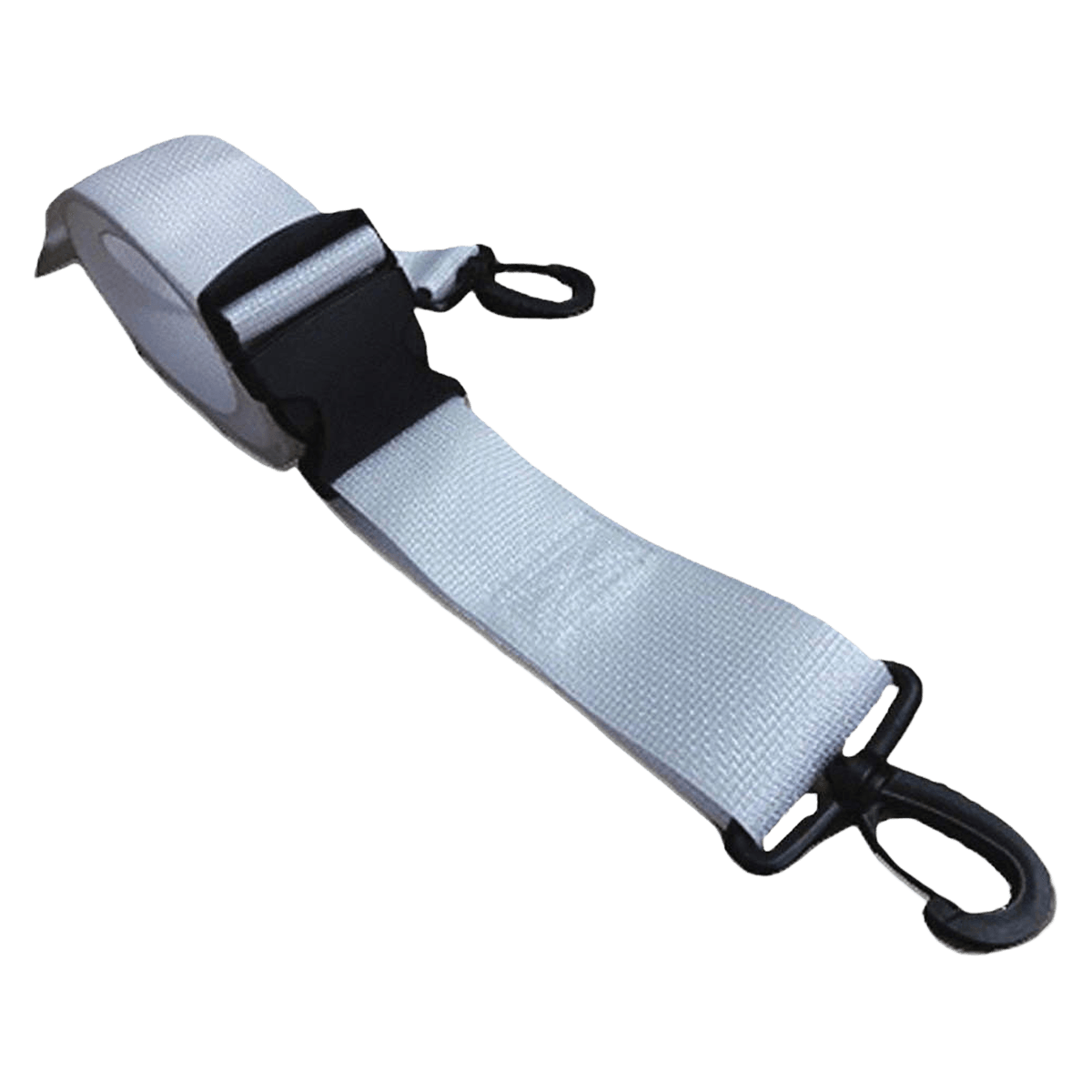 Polypropylene Restraint Strap, 2-Piece, Plastic Buckle with Plastic Swivel Speed Clip, 7 ft, White