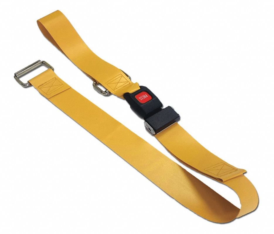 Vinyl Strap with Metal Buckle, Medium, 5 ft, 2-Piece, Yellow (Dick Medical Supply)