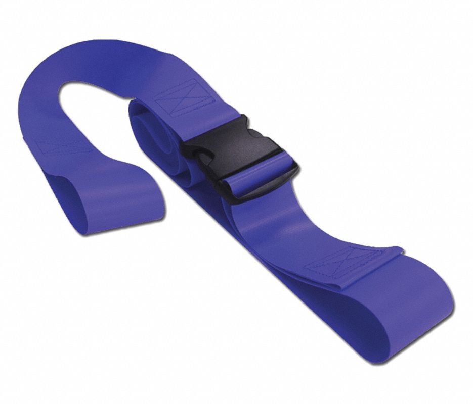 Vinyl Patient Safety Restraint Strap, 2-Piece with Plastic Buckle and Loop Lock Ends, 5 ft, Blue