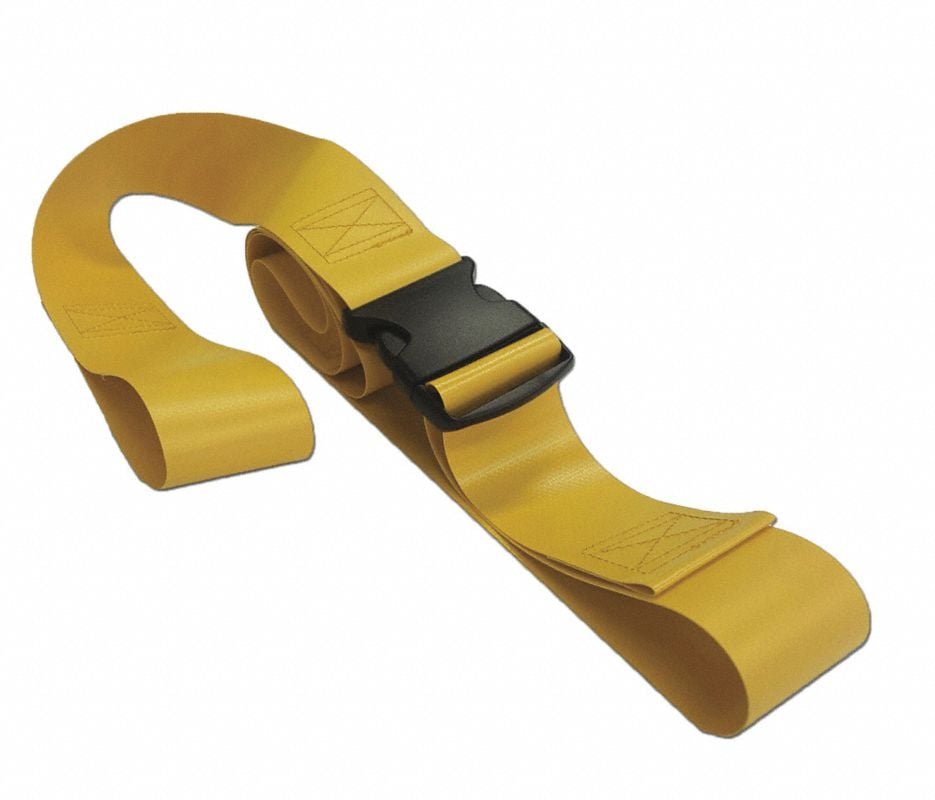 Vinyl Patient Safety Restraint Strap with Plastic Buckle, Loop Lock Ends, 5 ft, 2-Piece, Yellow