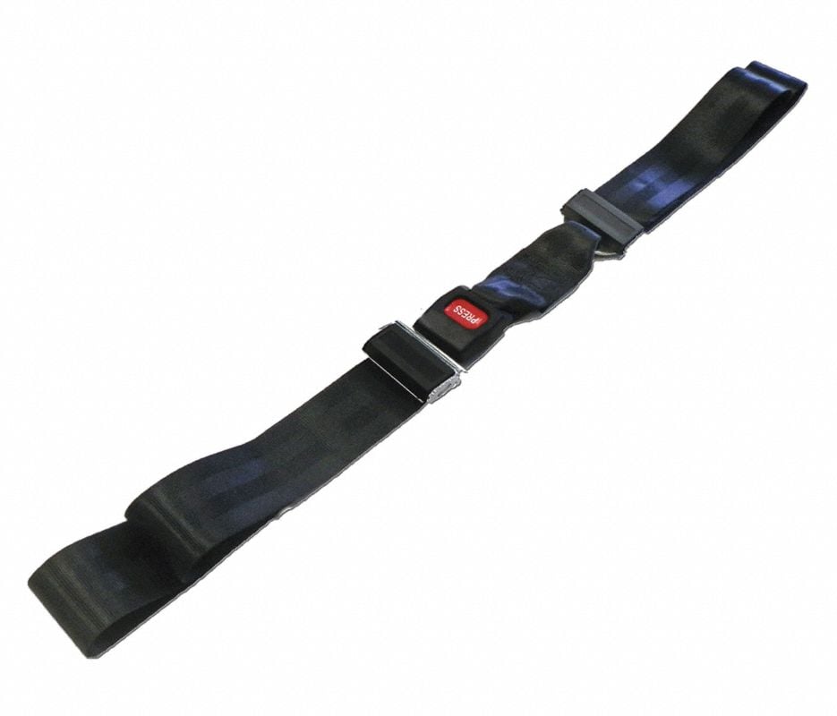 Vinyl Chest Restraint Strap, 7 ft, Black, Metal Push Button Buckle, Loop Lock Ends