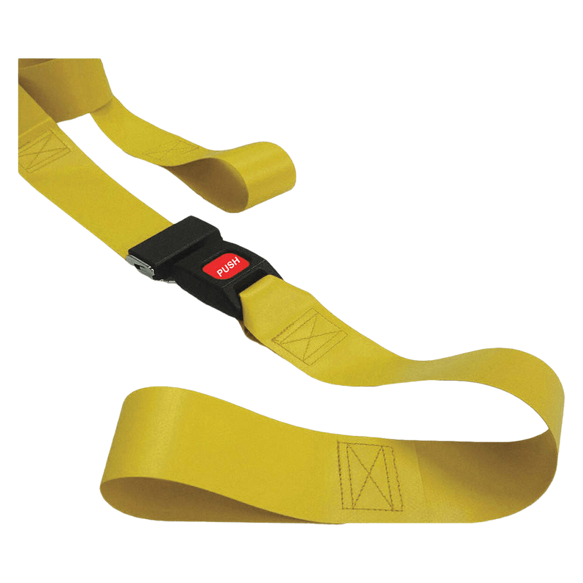 Vinyl MPB Loops Restraint Strap, 7 Feet, 2-Piece, Metal Push Button Buckle, Loop Lock Ends, Yellow