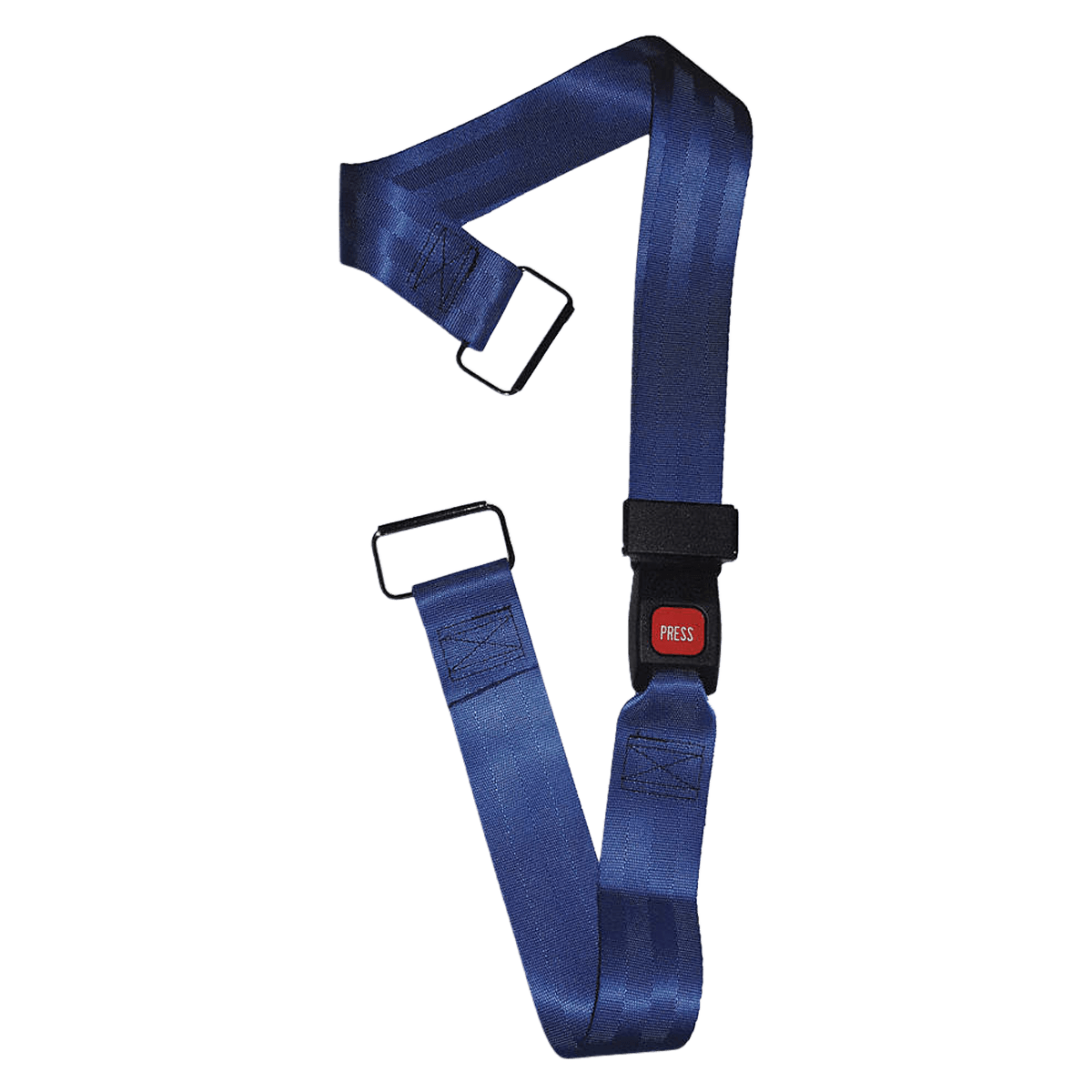 Nylon Restraint Strap with Metal Push Button Buckle, 5 ft, 2-Piece, Blue, Metal Loop Lock Ends