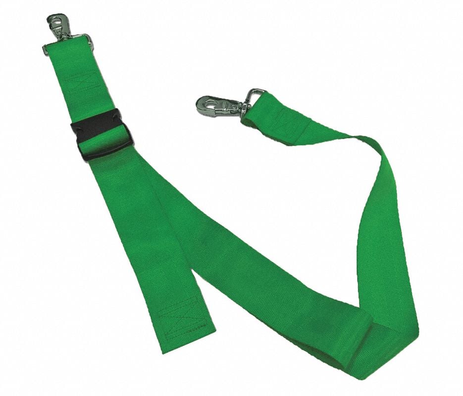 Nylon Patient Safety Restraint Strap with Plastic Buckle and Metal Swivel Speed Clips, 5 ft, 2-Piece, Green