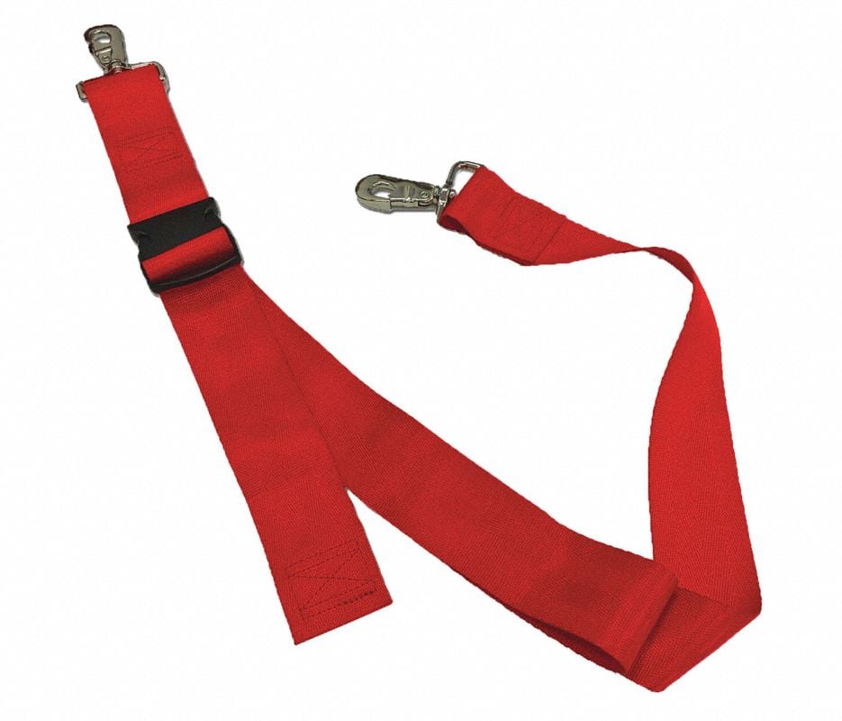 Nylon Patient Safety Restraint Strap with Plastic Buckle and Metal Swivel Speed Clips, 5 ft, 2-Piece, Red (Dick Medical Supply)