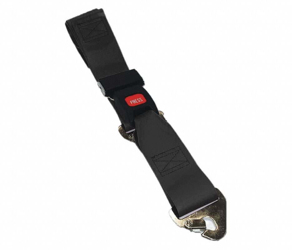 Vinyl Restraint Strap with Metal Buckle and Fixed Speed Clip, 7 ft, 2-Piece, Black