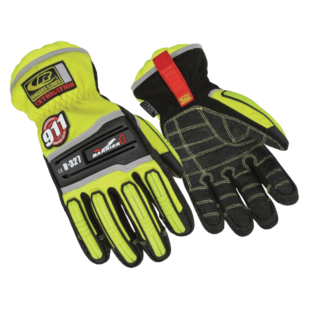 Ringers Extrication Barrier1 Gloves, Kevlar / Flexible Thermoplastic Rubber, Medium, Yellow/Black, 1 Pair
