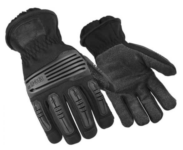 RINGERS R313 Kevlar/Flexible Thermoplastic Rubber Extrication Impact Gloves, Large, Black, 1/Pair