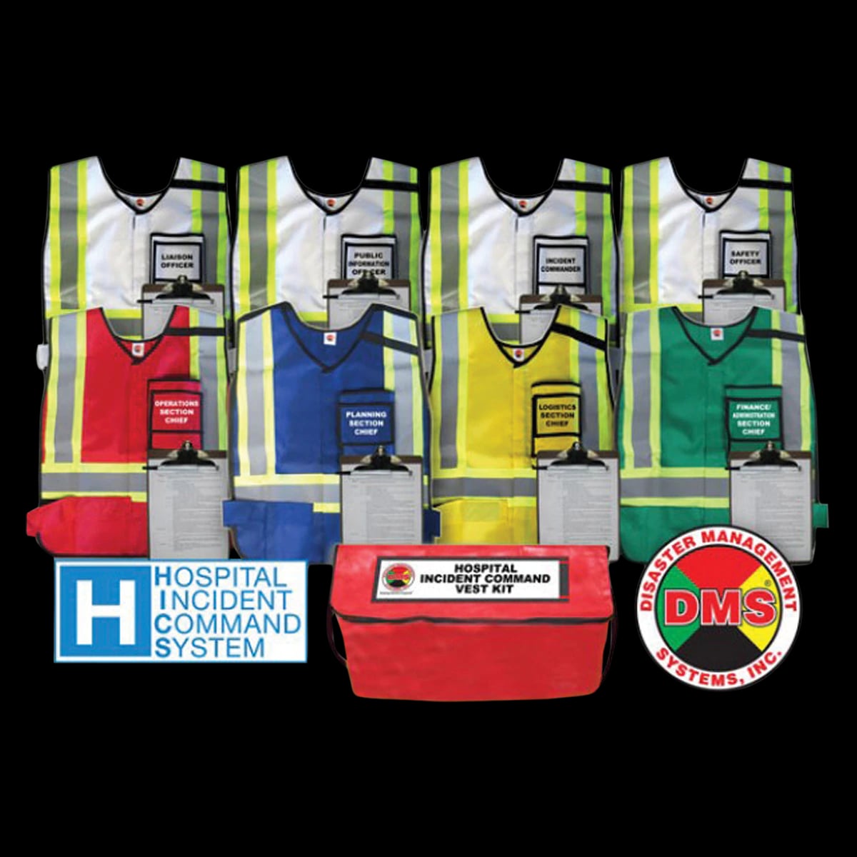 NIMS/ICS HICS Command Vest Kit, Multi-Color, Adult, 8 Positions (Disaster Management)