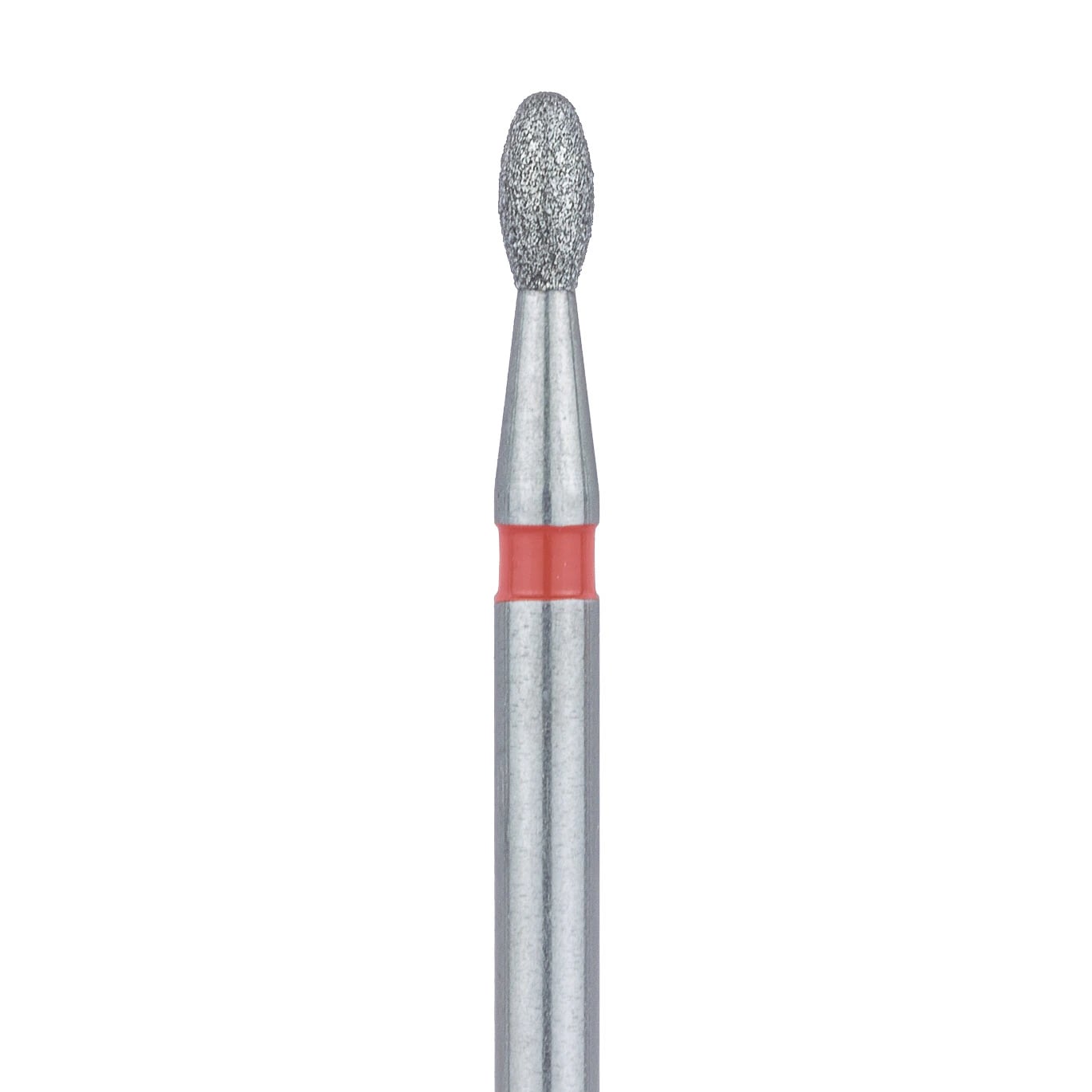 Meisinger 833F-014-FG Fine Diamond Bur, Egg/Football Shape, Friction Grip, 1.4 mm Head, 2.8 mm Working Length, Red Ring, 5/Pack