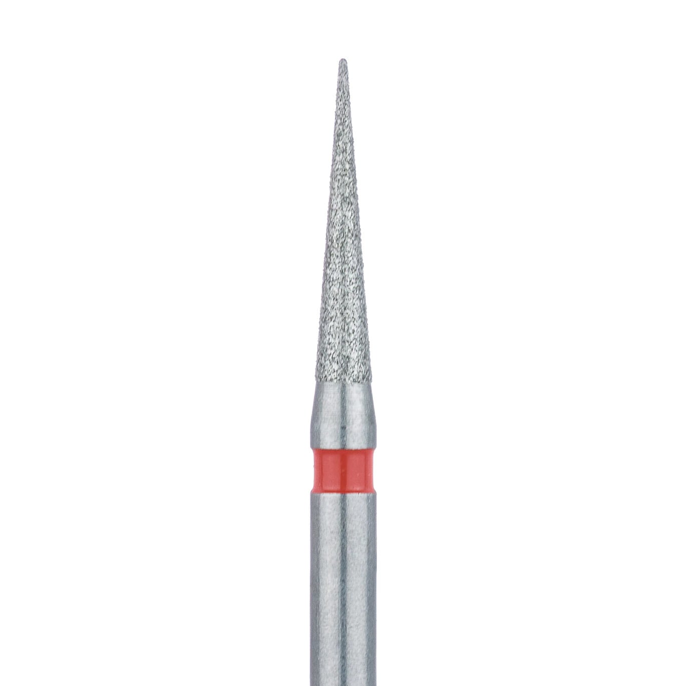 Meisinger Multi-Use Diamond Bur, Friction Grip, Needle Shape, Fine Grit (Red), 1.4 mm Head, 8 mm Working Length, 5/Pk, 858F-014-FG